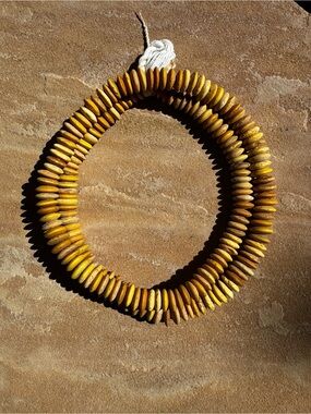 Antique BODOM BEADS Venetian Glass Yellow Trade Beads Stacked Discs  15-21mm